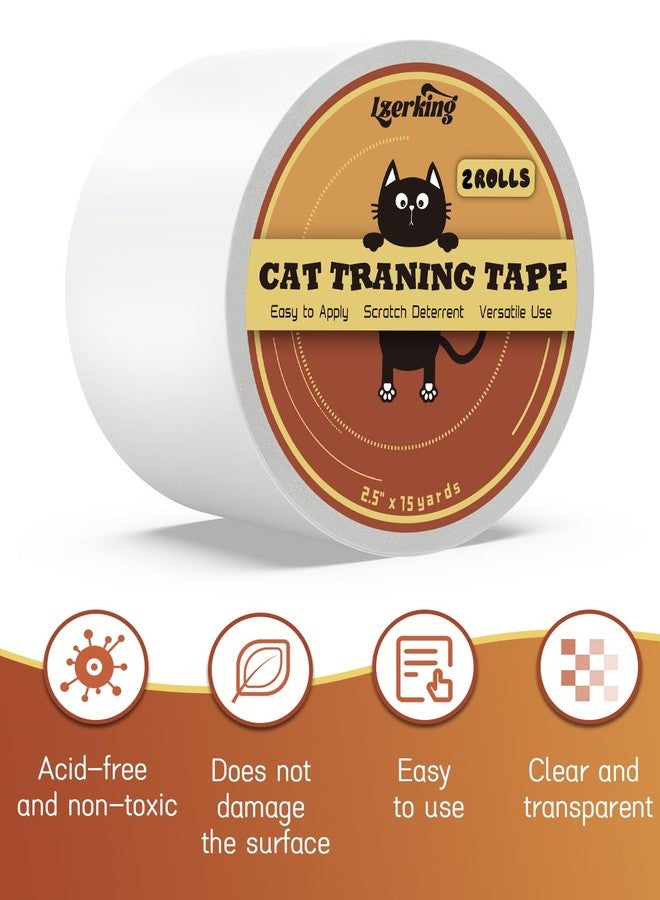 Lzerking Cat Scratch Tape 2 Rolls - Clear Double Sided Furniture Protector Tape - 2.5in15 Yards - Image 2